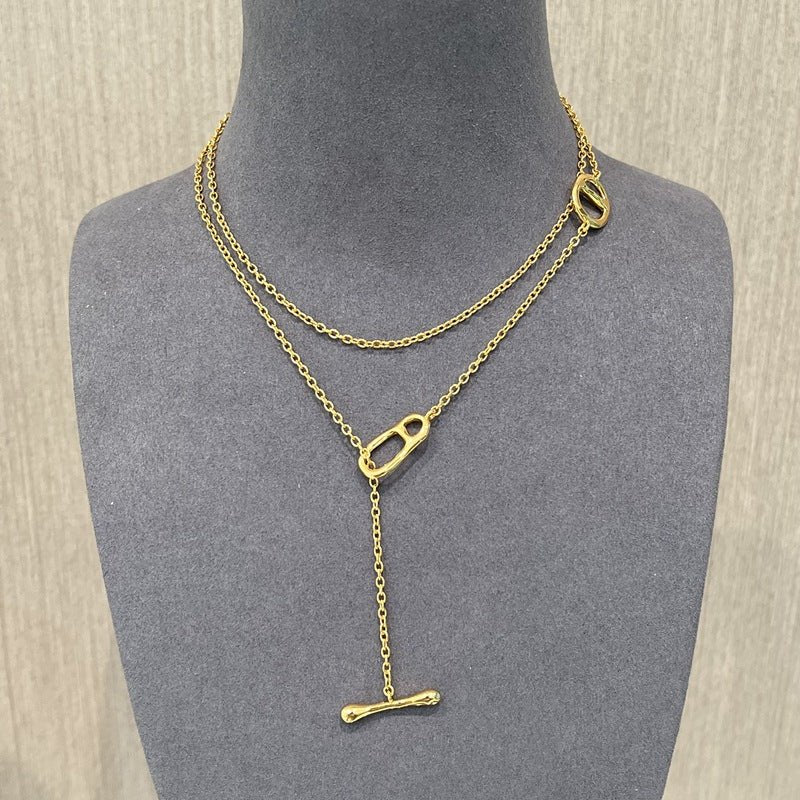 Simple Geometric Long Chain Necklace - floysun