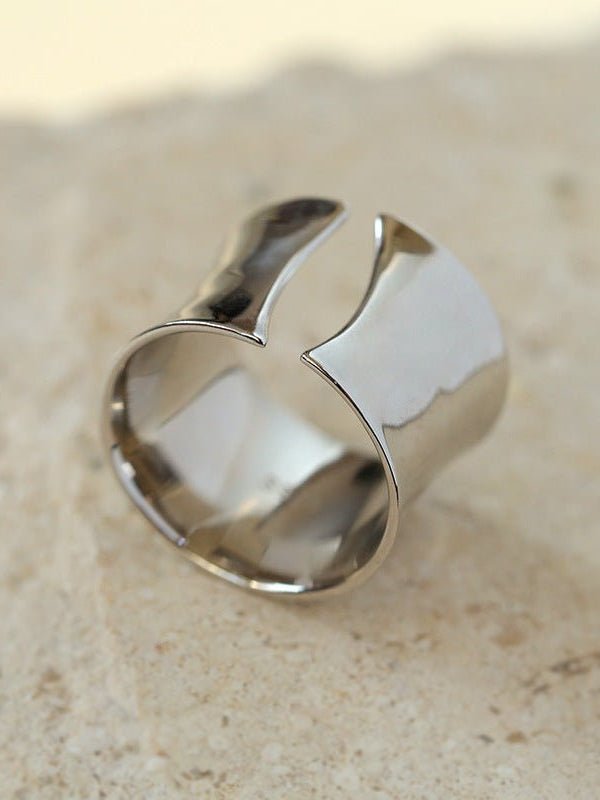 Simple Glossy Wide Open Ring - floysun