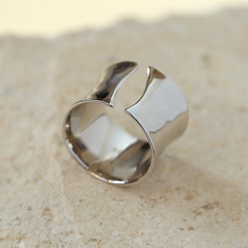 Simple Glossy Wide Open Ring - floysun