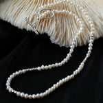 Simple Mini Pearl Silver Bead Necklace - floysun