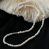 Simple Mini Pearl Silver Bead Necklace - floysun