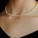 Simple Mini Pearl Silver Bead Necklace - floysun