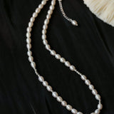 Simple Mini Pearl Silver Bead Necklace - floysun