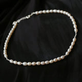 Simple Mini Pearl Silver Bead Necklace - floysun