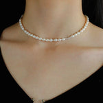 Simple Mini Pearl Silver Bead Necklace - floysun