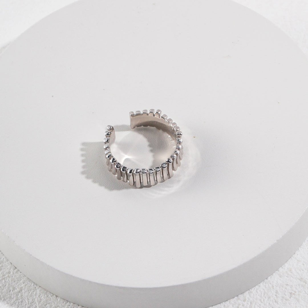 Simple Modern Stripe Sterling Silver Ring - floysun