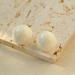 Simple Niche Semi - round Ball Enamel Glaze Stud Earrings - floysun