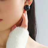 Simple Niche Semi - round Ball Enamel Glaze Stud Earrings - floysun