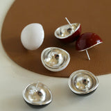 Simple Niche Semi - round Ball Enamel Glaze Stud Earrings - floysun