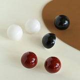 Simple Niche Semi - round Ball Enamel Glaze Stud Earrings - floysun