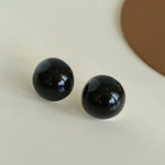 Simple Niche Semi - round Ball Enamel Glaze Stud Earrings - floysun