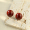 Simple Niche Semi - round Ball Enamel Glaze Stud Earrings - floysun