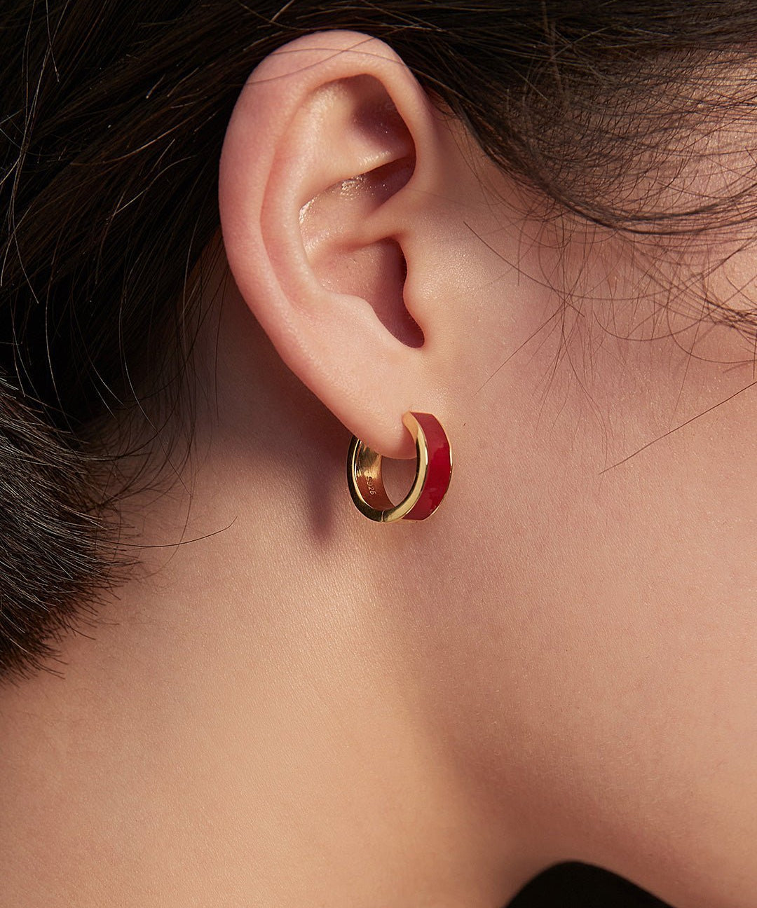 Simple Red Glaze Enamel Hoops Earrings - floysun