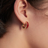 Simple Red Glaze Enamel Hoops Earrings - floysun