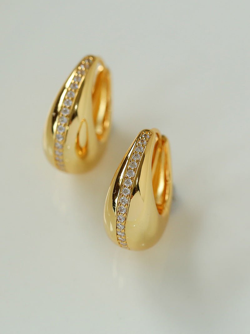 Simple Retro U - shaped Gold and Silver Diamond Earrings - floysun