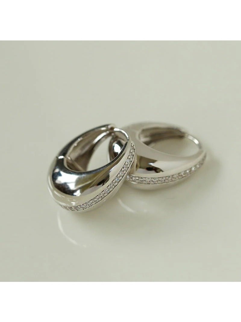 Simple Retro U - shaped Gold and Silver Diamond Earrings - floysun