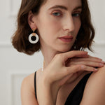 Simple Round Mother of Pearl Drop Earrings - floysun