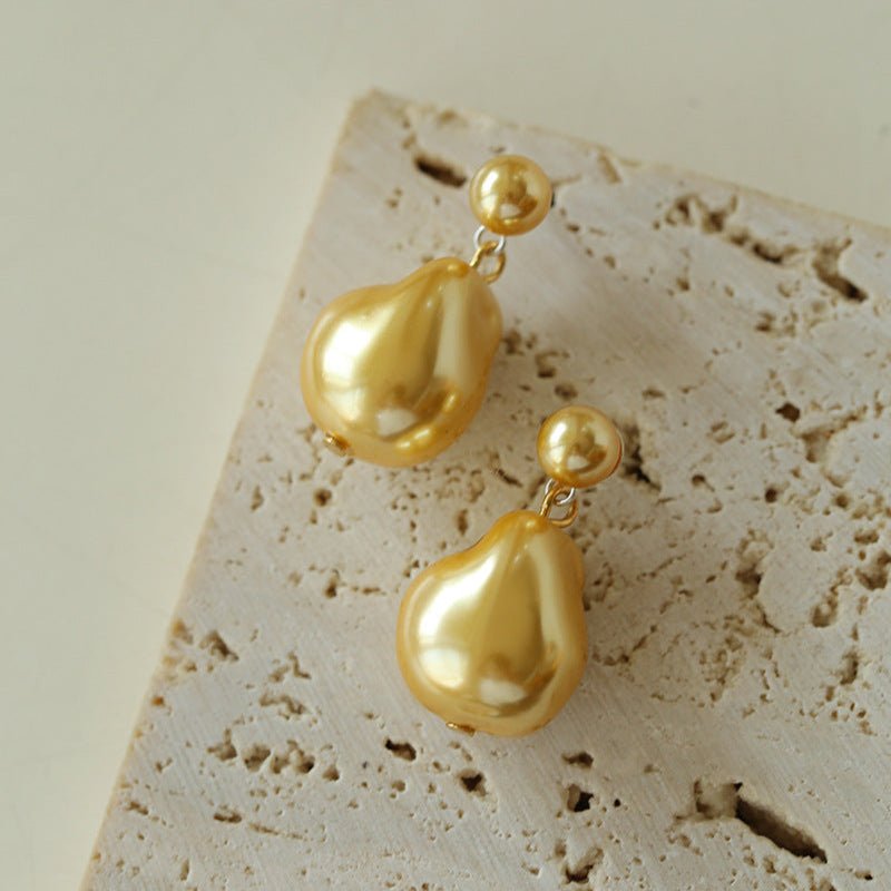 Simple Single Baroque Pearl Short Drop Earrings - floysun