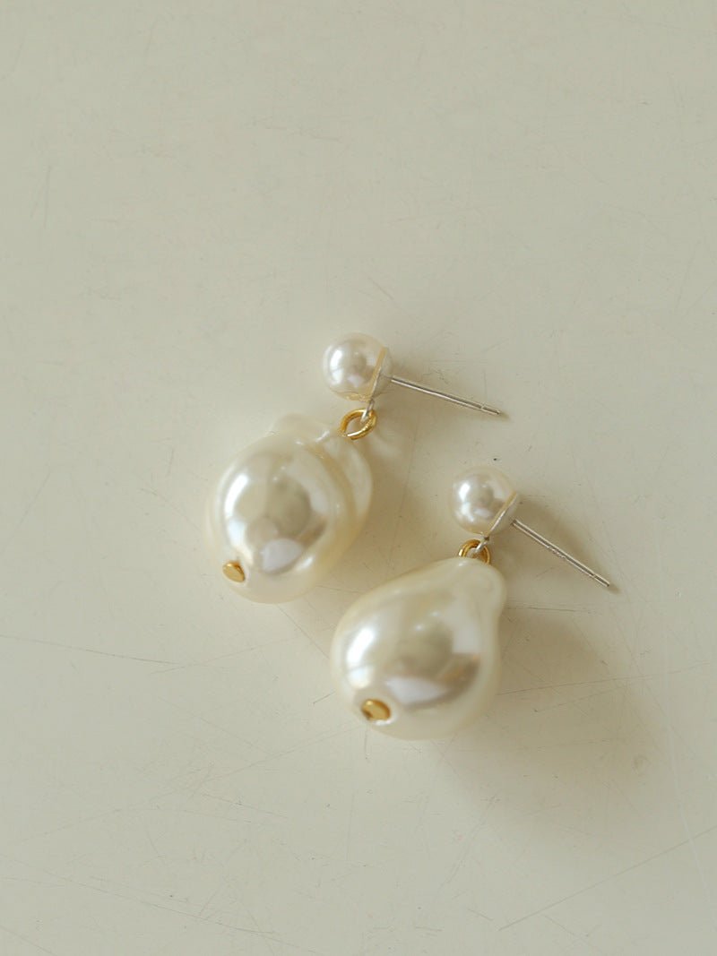 Simple Single Baroque Pearl Short Drop Earrings - floysun