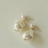 Simple Single Baroque Pearl Short Drop Earrings - floysun