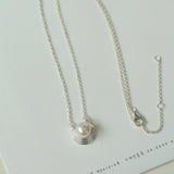 Simple Spiral Pearl Pendant Chain Necklace - floysun