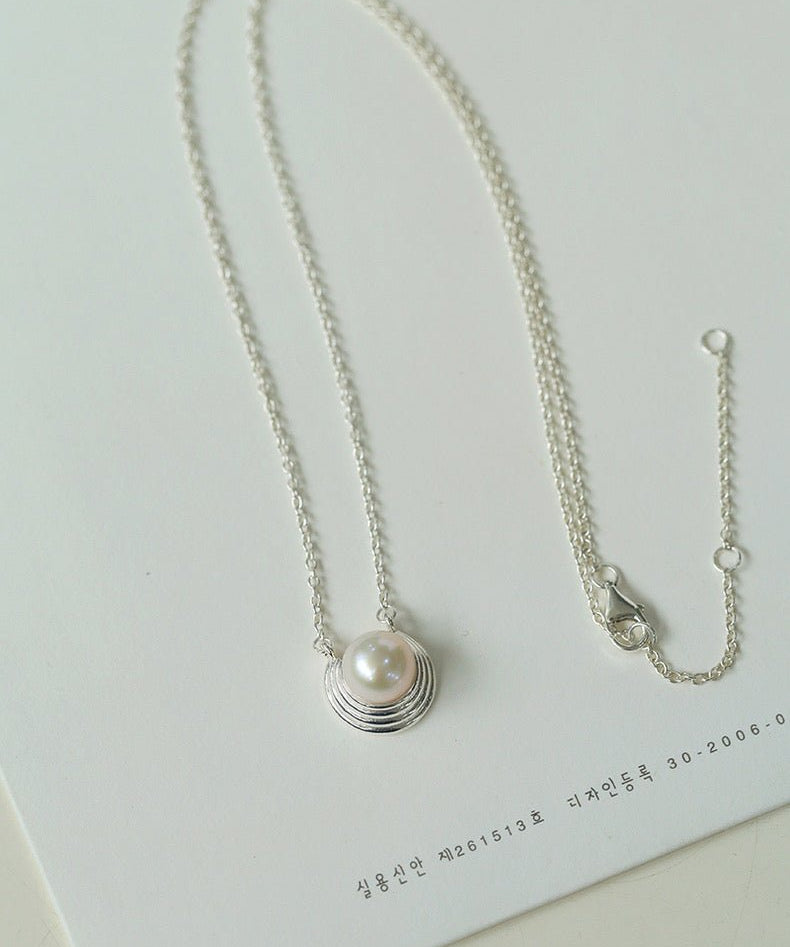 Simple Spiral Pearl Pendant Chain Necklace - floysun