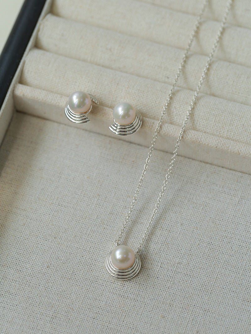 Simple Spiral Pearl Pendant Chain Necklace - floysun