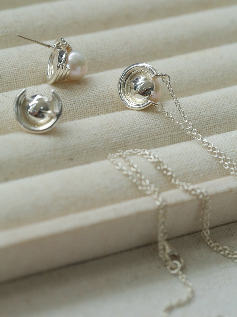 Simple Spiral Pearl Pendant Chain Necklace - floysun