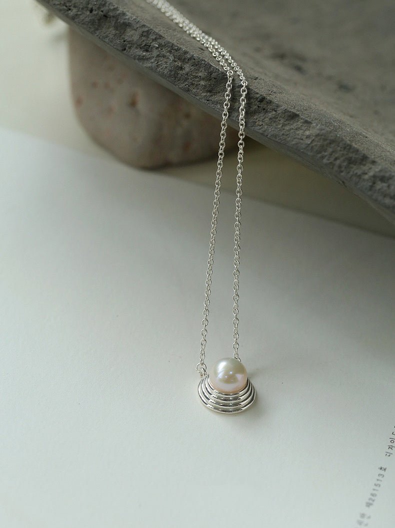 Simple Spiral Pearl Pendant Chain Necklace - floysun