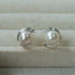 Simple Spiral Pearl Stud Earrings - floysun