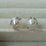 Simple Spiral Pearl Stud Earrings - floysun