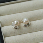 Simple Spiral Pearl Stud Earrings - floysun