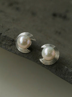 Simple Spiral Pearl Stud Earrings - floysun