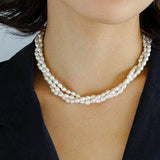 Simple Three - Layer Freshwater Pearl Necklace - floysun