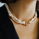 Simple Three - Layer Freshwater Pearl Necklace - floysun