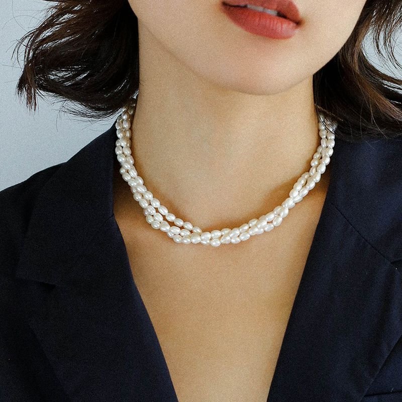 Simple Three-Layer Freshwater Pearl Necklace - floysun