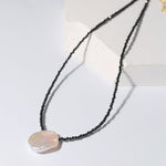 Single Large Petal Baroque Pearl Black Spinel Necklace - floysun