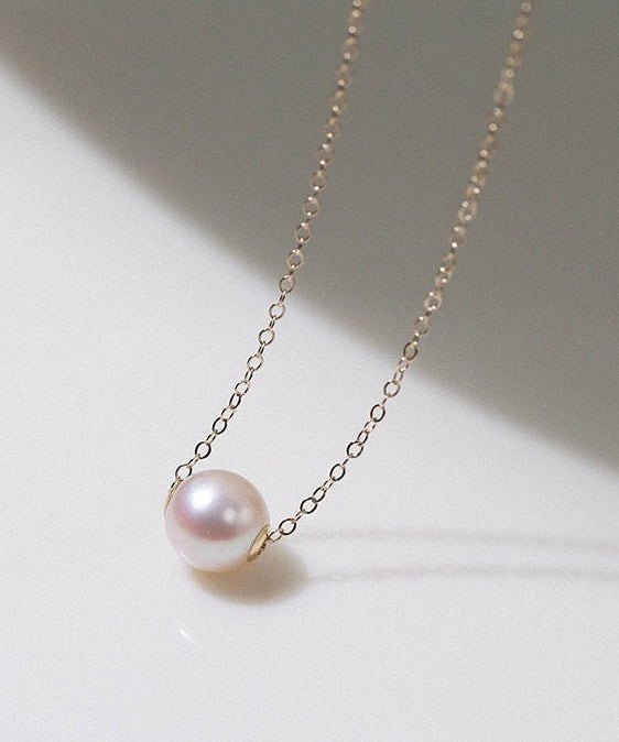 Single Round Pearl Pendant Necklace - floysun