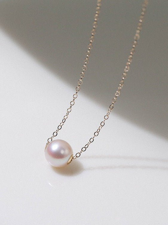 Single Round Pearl Pendant Necklace - floysun