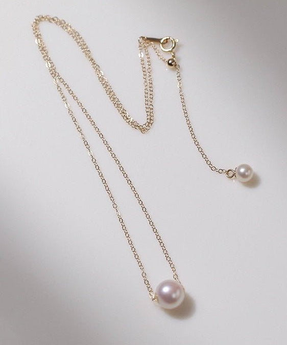 Single Round Pearl Pendant Necklace - floysun