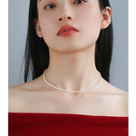 Single White Mini Freshwater Pearl Necklace - floysun