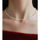 Single White Mini Freshwater Pearl Necklace - floysun