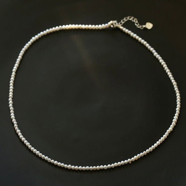 Single White Mini Freshwater Pearl Necklace - floysun