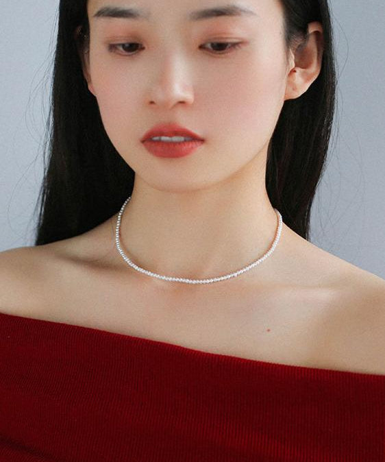 Single White Mini Freshwater Pearl Necklace - floysun