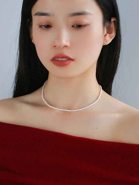 Single White Mini Freshwater Pearl Necklace - floysun