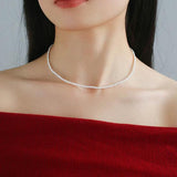 Single White Mini Freshwater Pearl Necklace - floysun