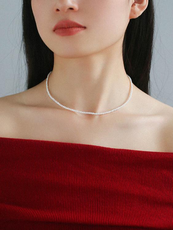 Single White Mini Freshwater Pearl Necklace - floysun