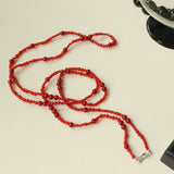 Size Gradual Change Red Agate Black Agate Long Necklace - floysun