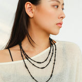 Size Gradual Change Red Agate Black Agate Long Necklace - floysun