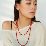 Size Gradual Change Red Agate Black Agate Long Necklace - floysun